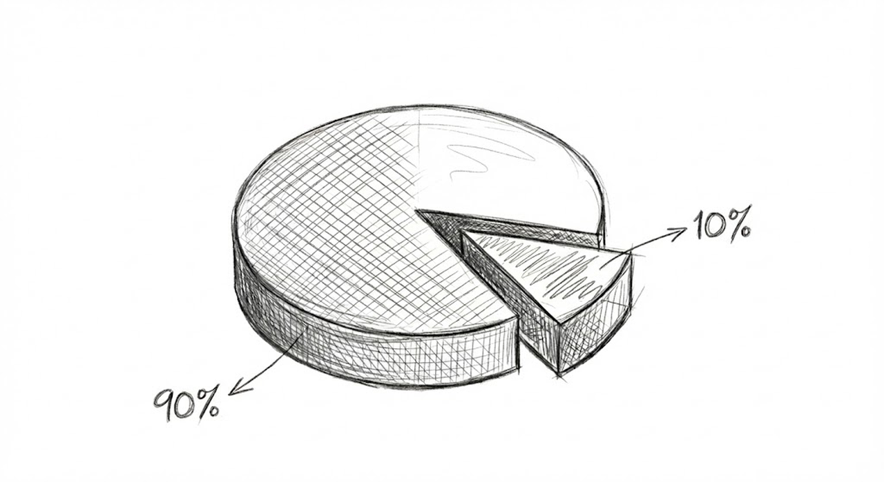 Pie chart illustrating 10% missing from completion